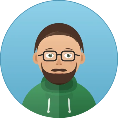 AI avatar of a bearded man in a green hoodie