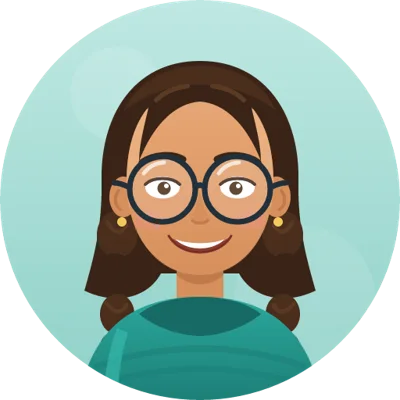 AI avatar of a woman with braids and glasses