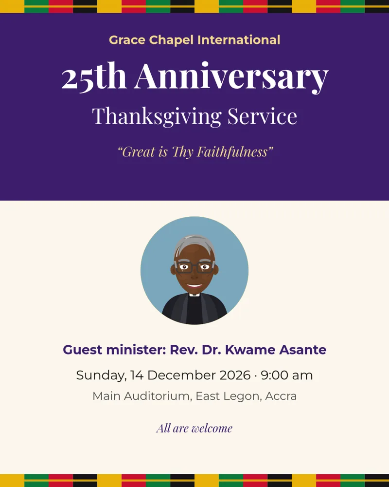 A church anniversary flyer with a guest minister