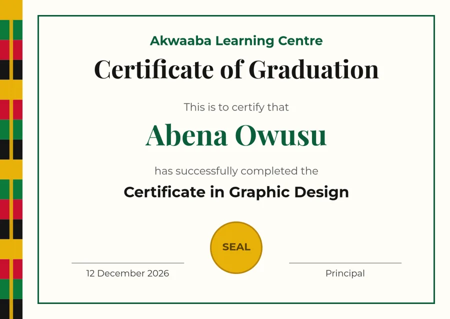 A graduation certificate
